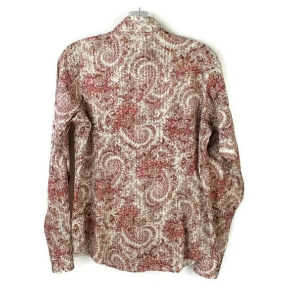 Ariat Soft Orange Paisley Print Long Sleeve Pearl Snap Western Shirt Womens M - Picture 3 of 16